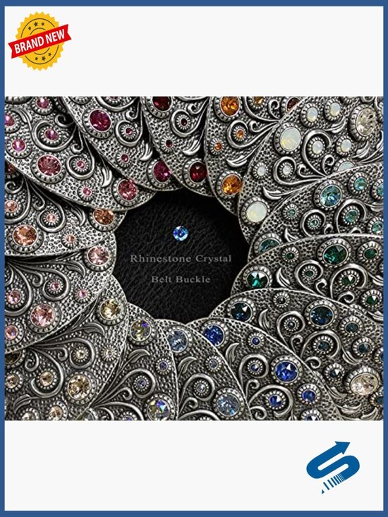 Rhinestone Crystal Oval Floral Belt Buckle Antique Brass Engraved main image 4
